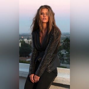 🖤⚡️ Bebe Vintage Studded Leather Jacket NWT | Rock Glam Statement SZ M